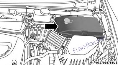 The location of the fuses in the engine compartment (Hybrid): Chrysler Pacifica (2017, 2018, 2019)