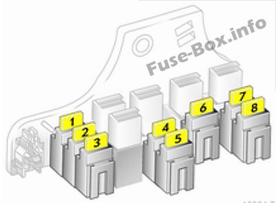 Trunk fuse box diagram (version A): Opel/Vauxhall Zafira B (2009, 2010, 2011, 2012, 2013, 2014)