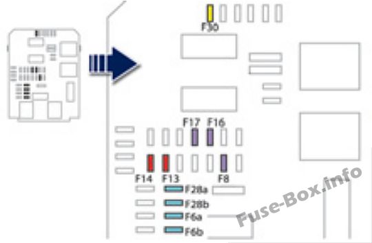 Instrument panel fuse box #1 diagram: Peugeot 508 (2016)