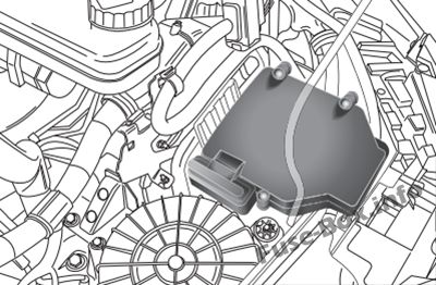 The location of the fuses in the engine compartment: Fiat Ducato (2015, 2016, 2018, 2019)