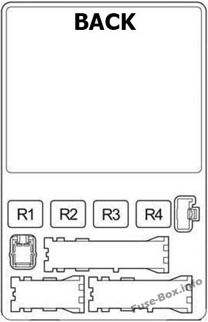 Instrument panel fuse box diagram (back side): Toyota 4Runner (2003, 2004, 2005, 2006, 2007, 2008, 2009)
