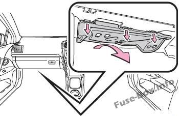 The location of the fuses in the passenger compartment (RHD): Toyota Avensis (2009-2018)
