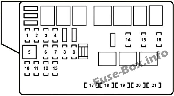 Under-hood fuse box #2 diagram: Lexus GS 350, GS 430, GS 460 (2006, 2007)