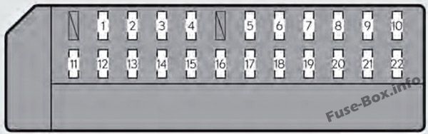 Instrument panel fuse box #1 diagram: Lexus GS 450h (2013, 2014, 2015, 2016, 2017)