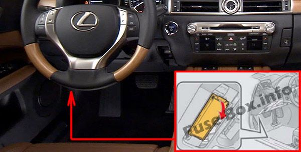 The location of the fuses in the passenger compartment:Lexus GS 250, GS 350 (2012-2017)