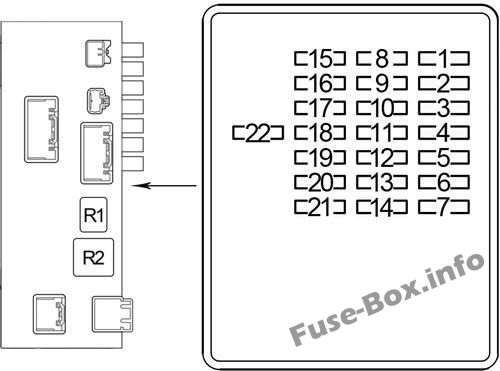 Instrument panel fuse box #1 diagram (RHD): Lexus LS 430 (2000, 2001, 2002, 2003, 2004, 2005, 2006)