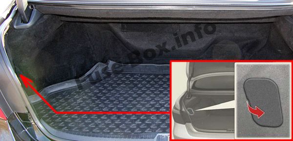 The location of the fuses in the trunk: Lexus LS 460 (2007, 2008, 2009)