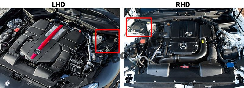 The location of the fuses in the engine compartment: Mercedes-Benz SLK/SLC-Class (2012-2018)