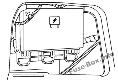 The location of the fuses in the trunk: Saturn Aura (2006, 2007, 2008, 2009)