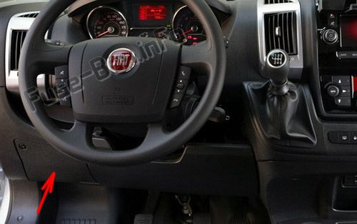 The location of the fuses in the dashboard: Fiat Ducato (2015, 2016, 2018, 2019)