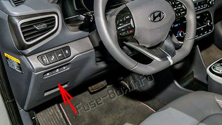 The location of the fuses in the passenger compartment (LHD): Hyundai Ioniq Hybrid (2017, 2018, 2019-...)