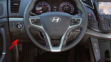The location of the fuses in the passenger compartment (LHD): Hyundai i40 (2012-2016)