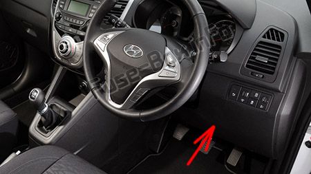 The location of the fuses in the passenger compartment (RHD): Hyundai ix20 (2011-2018)