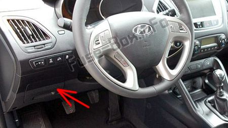 The location of the fuses in the passenger compartment (LHD): Hyundai ix35 (2010-2015)