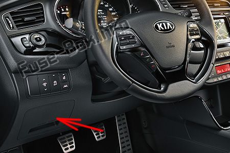 The location of the fuses in the passenger compartment (LHD): KIA Cee'd (2013-2018)