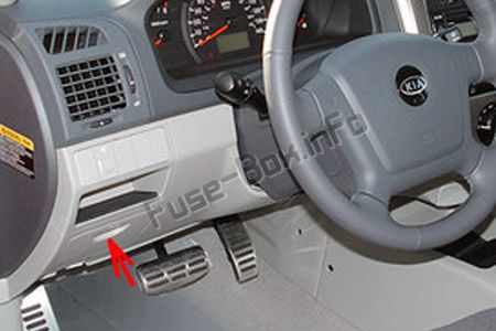The location of the fuses in the passenger compartment (LHD): KIA Forte / Cerato (2004-2008)