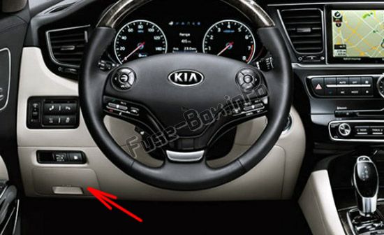The location of the fuses in the passenger compartment: KIA Quoris / K9 (2013-2018)