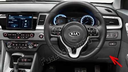 The location of the fuses in the passenger compartment (RHD): KIA Niro (2017, 2018, 2019-...)