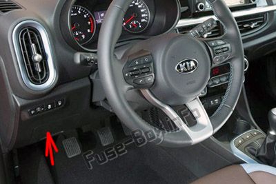 The location of the fuses in the passenger compartment (LHD): KIA Picanto (2018, 2019-...)