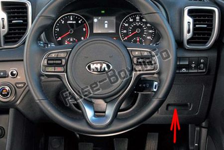The location of the fuses in the passenger compartment (RHD): KIA Sportage (2017, 2018, 2019-...)