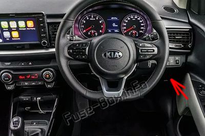 The location of the fuses in the passenger compartment (RHD): KIA Stonic (2018, 2019-...)