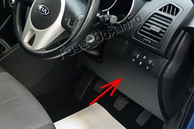 The location of the fuses in the passenger compartment (RHD): KIA Venga (2010-2016)