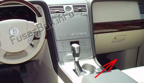 The location of the fuses in the passenger compartment: Lincoln Navigator (2003-2006)