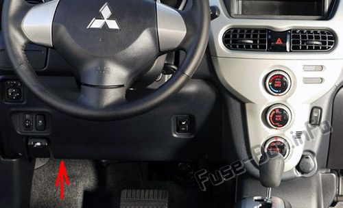 The location of the fuses in the passenger compartment: Mitsubishi i-MiEV (2011-2018)