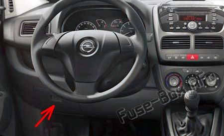 The location of the fuses in the passenger compartment: Opel/Vauxhall Combo D (2012-2018-...)