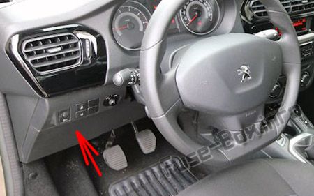 The location of the fuses in the passenger compartment: Peugeot 301 (2012-2018)