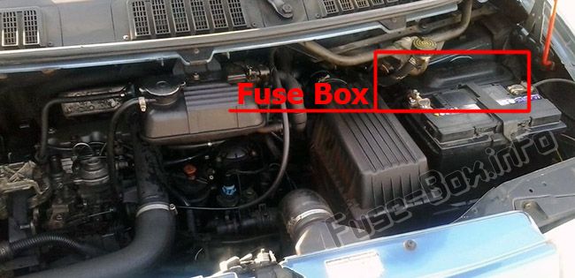 The location of the fuses in the engine compartment: Peugeot Expert (2001-2006)