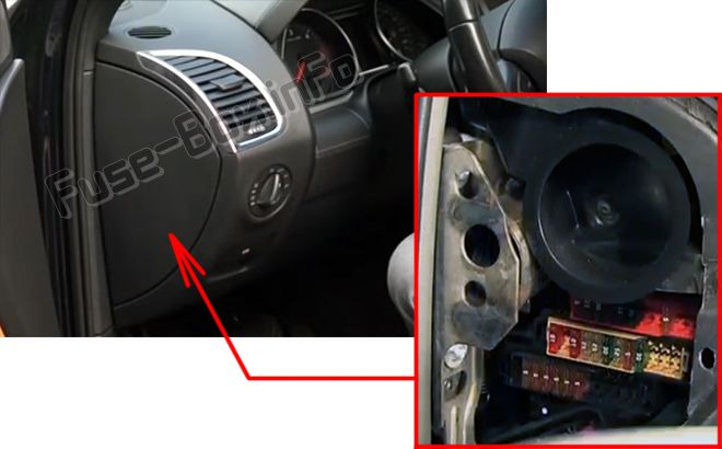 The location of the fuses in the passenger compartment (left): Audi Q7