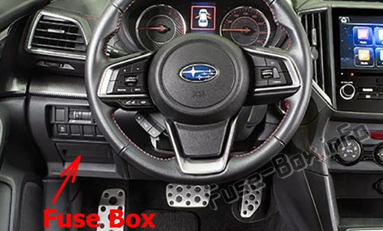 The location of the fuses in the passenger compartment: Subaru Impreza (2017, 2018, 2019-...)