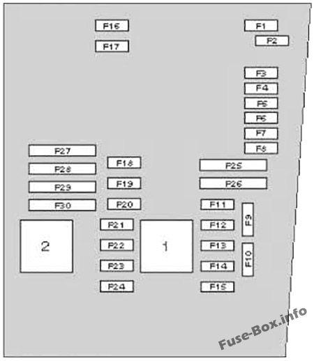 Under-hood fuse box diagram: SEAT Altea (2005-2015)