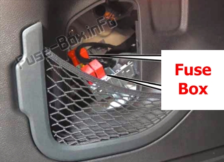 The location of the fuses in the luggage compartment: Jeep Renegade (BU; 2018-2019)