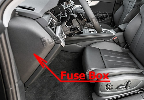 The location of the fuses in the passenger compartment: Audi A4/S4 (B9/8W; 2017-2019...)