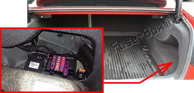 The location of the fuses in the trunk: Audi A5 / S5 (2010-2016)