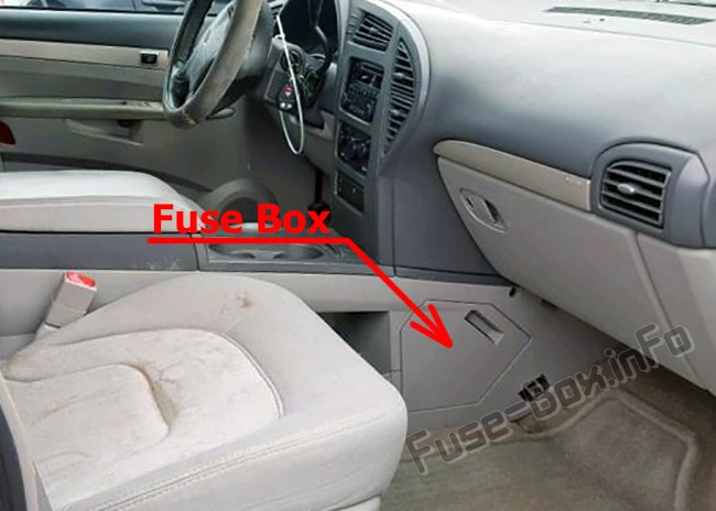 The location of the fuses in the passenger compartment: Buick Rendezvous (2002-2007)