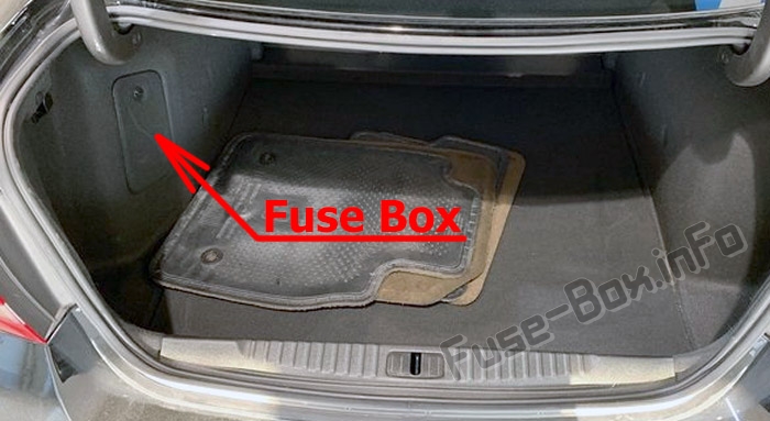 The location of the fuses in the trunk: Buick Verano (2012-2017)