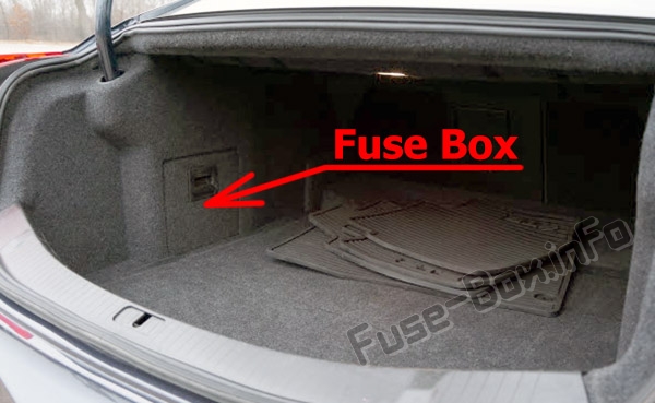 The location of the fuses in the trunk: Cadillac XTS (2013-2018)