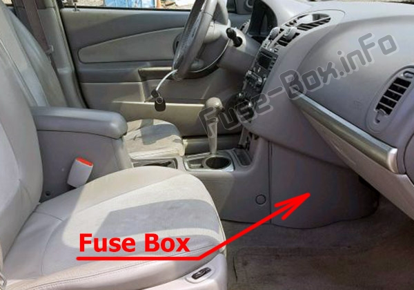 The location of the fuses in the passenger compartment: Chevrolet Malibu (2004-2007)