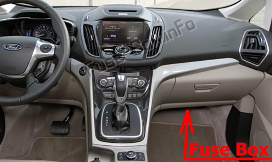 The location of the fuses in the passenger compartment: Ford C-MAX Hybrid/Energi (2012-2018)