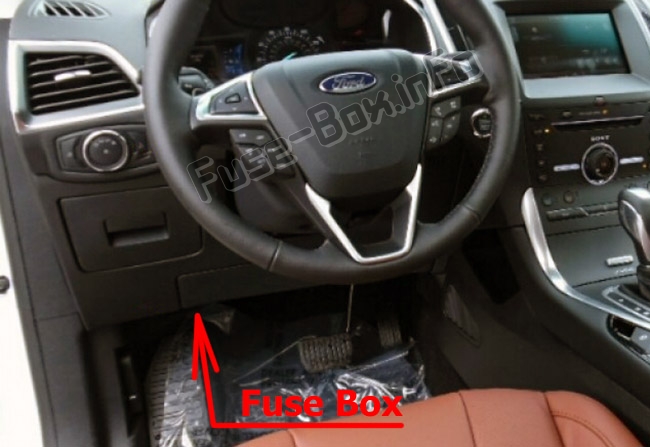The location of the fuses in the passenger compartment: Ford Edge (2015-2019..)