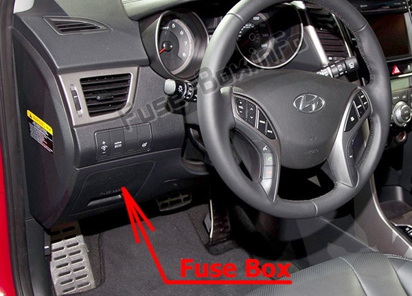 The location of the fuses in the passenger compartment: Hyundai Elantra GT (GD; 2012-2017)