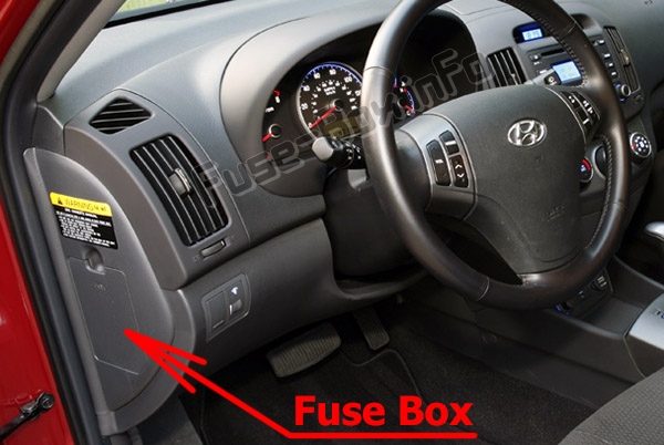 The location of the fuses in the passenger compartment: Hyundai Elantra (HD; 2007-2010)