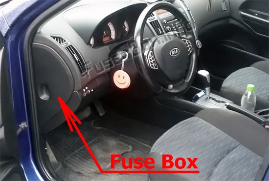 The location of the fuses in the passenger compartment: KIA Cee'd (ED; 2007-2012)