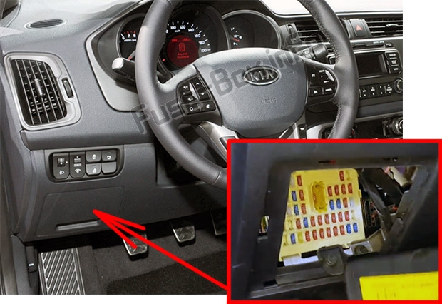 The location of the fuses in the passenger compartment: KIA Rio (UB; 2012-2017)