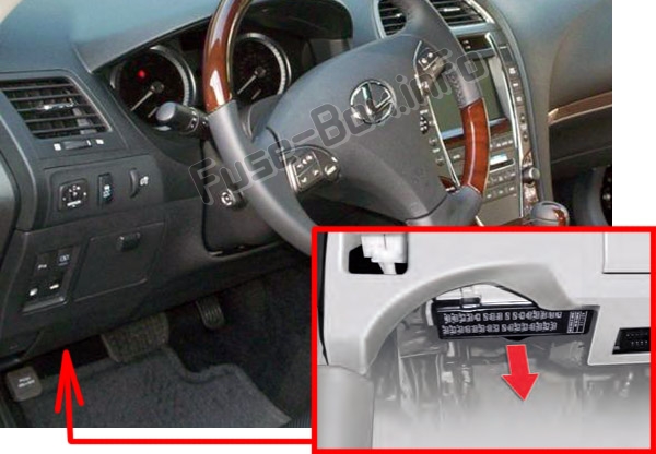 The location of the fuses in the passenger compartment: Lexus ES350 (XV40 / GSV40; 2007-2012)