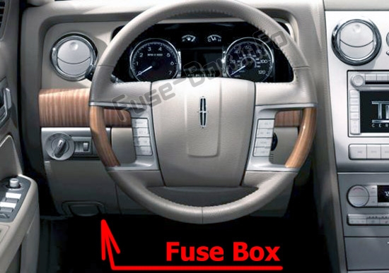 The location of the fuses in the passenger compartment: Lincoln MKZ (2007-2012)