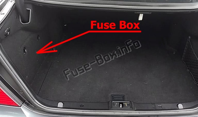 The location of the fuses in the trunk: Mercedes-Benz E-Class (W211; 2003-2009)